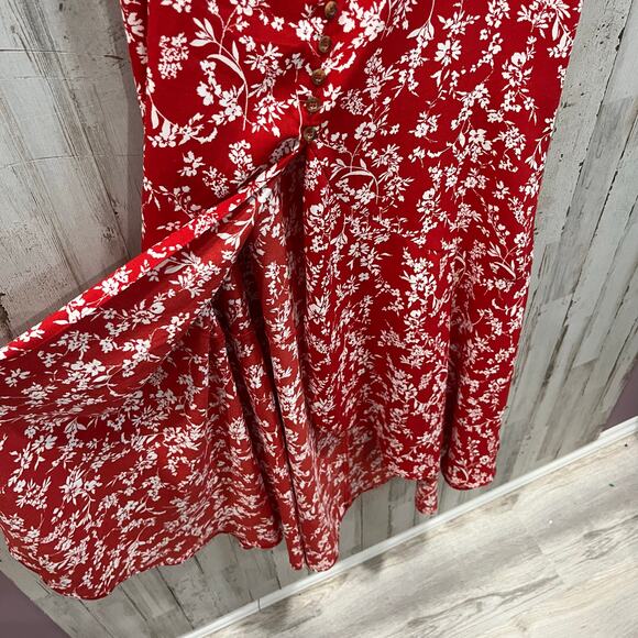 Windsor On Vacay Red Floral Maxi Skirt Buttons Resortwear Cruise Slit Small - Picture 5 of 9